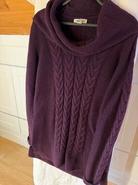 Calvin Klein Deep Plum Cable Cowl Neck Sweater